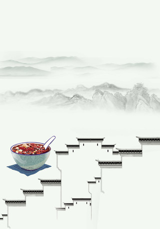 水墨高墙腊八节春节传统节日习俗灰色海报背景 